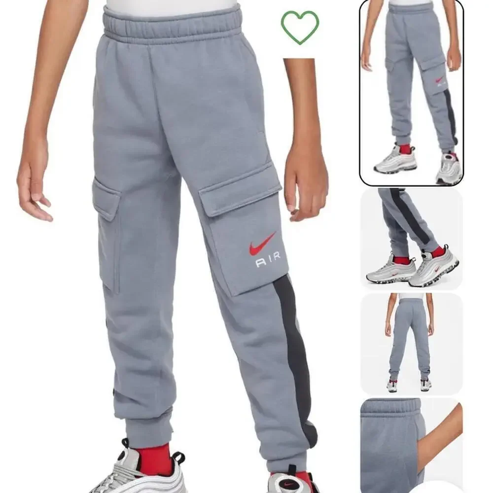 Nike Big Kids Air Standard-Fit Fleece Sportswear Club Cargo Jogger Pants.